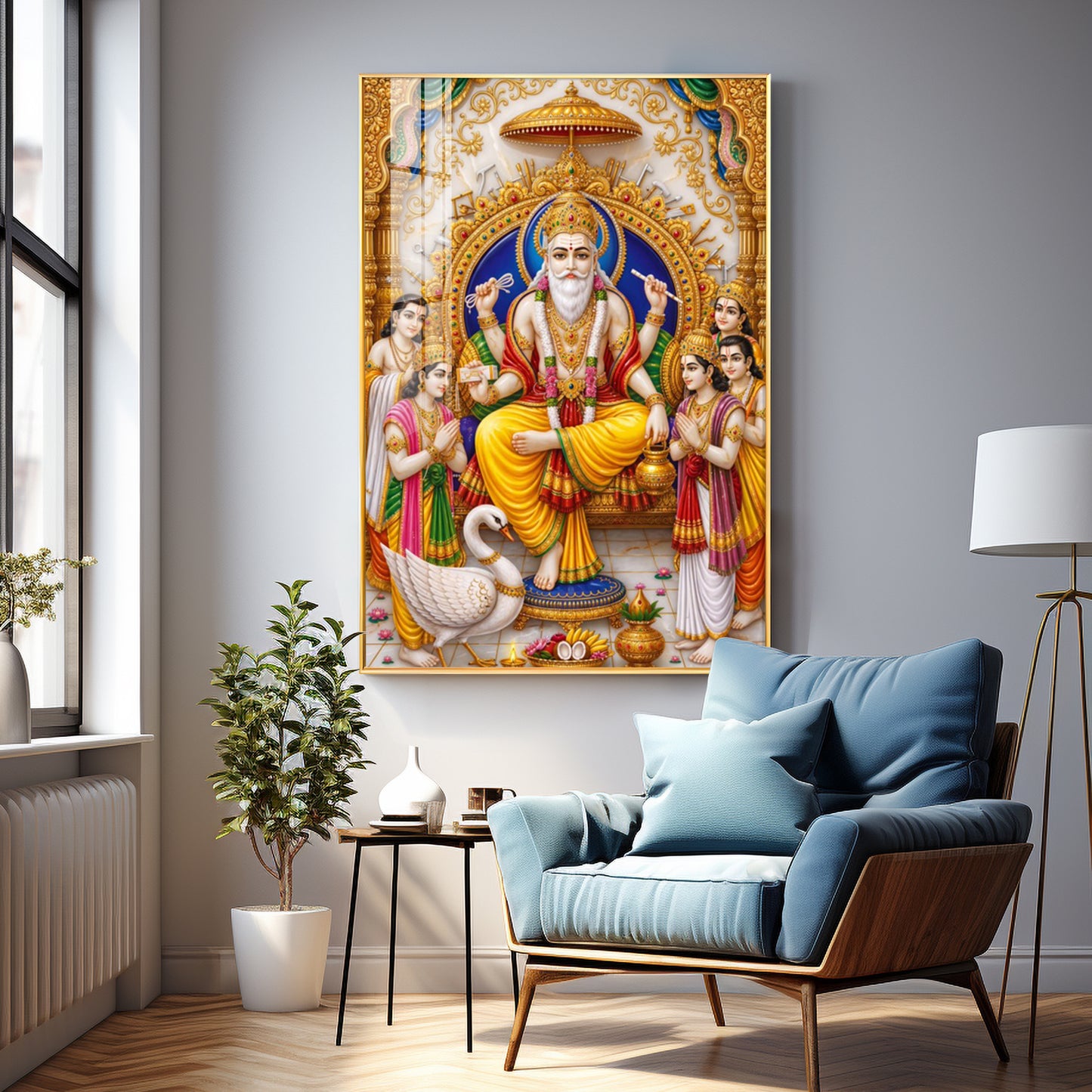 Divine Lord Vishwakarma Premium Acrylic Vertical Wall Art