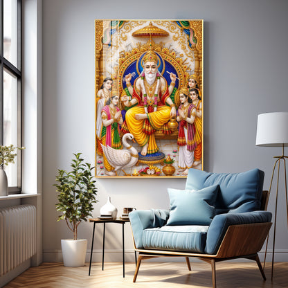 Divine Lord Vishwakarma Premium Acrylic Vertical Wall Art