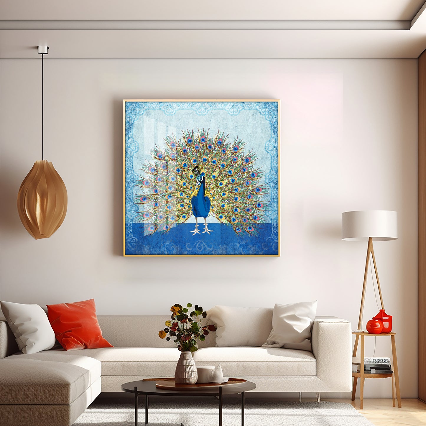 Peacock Premium Acrylic Square Wall Art