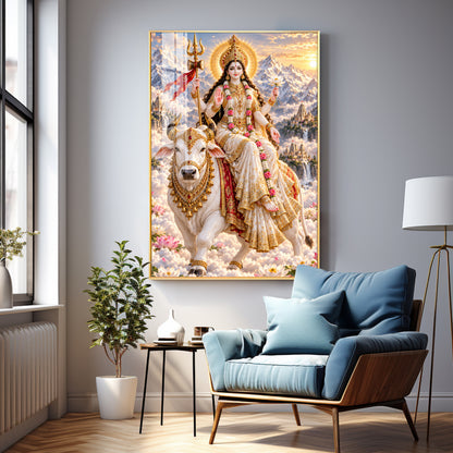 Divine Maa Shailputri Premium Acrylic Vertical Wall Art