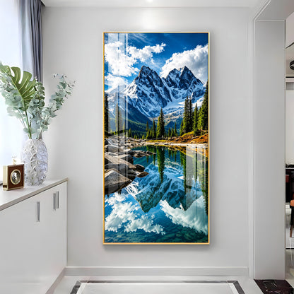 Serene Mountain Lake Premium Acrylic Vertical Wall Art