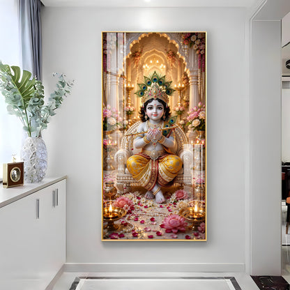 Divine Shree Krishna Premium Acrylic Vertical Wall Art