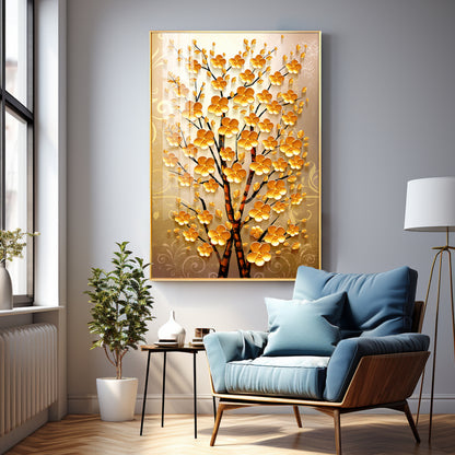 Yellow Flower Plant Premium Acrylic Vertical Wall Art