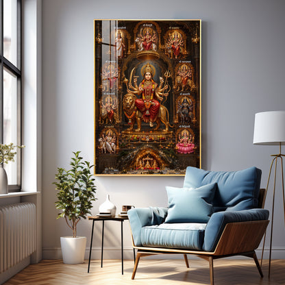 Goddess Navdurga Premium Acrylic Vertical Wall Art