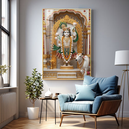 Divine Lord Krishna Ji Premium Acrylic Vertical Wall Art