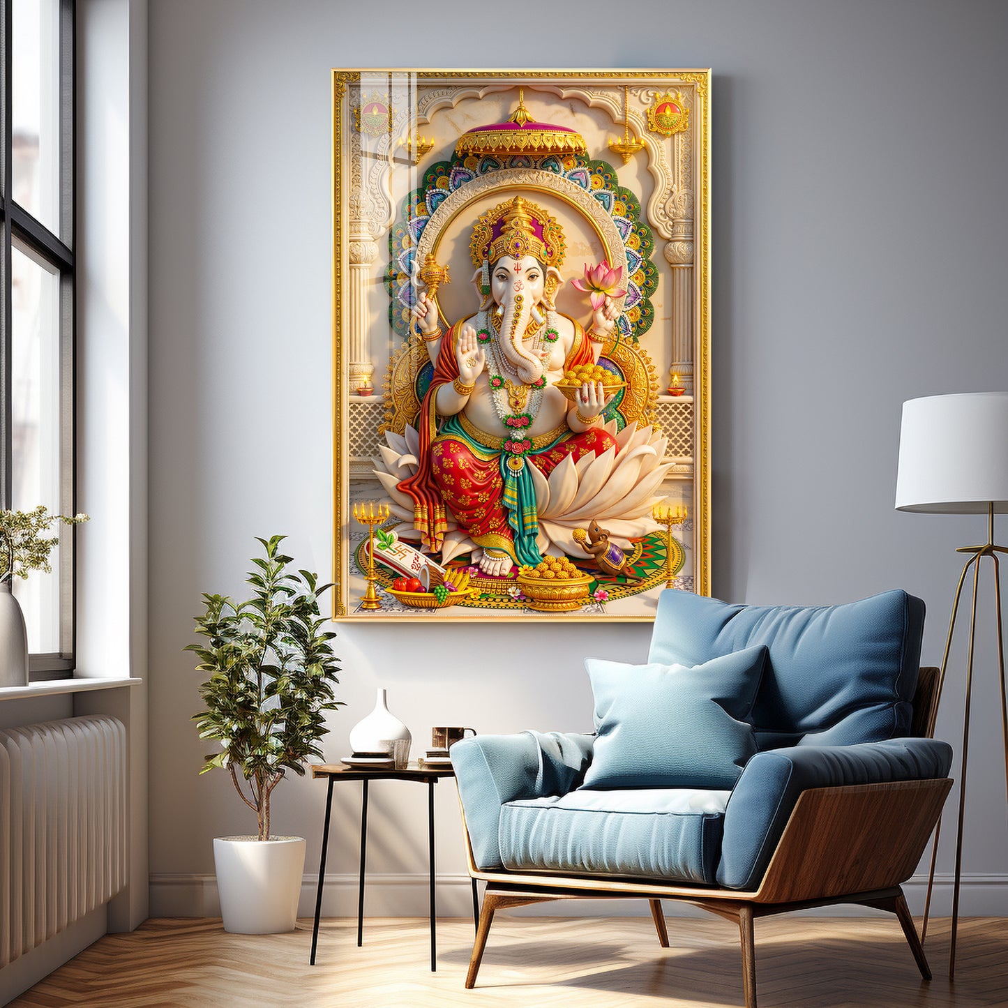 Radiant Ganesh Idol Premium Acrylic Vertical Wall Art