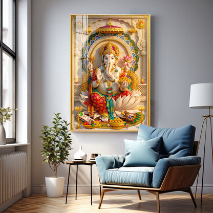 Radiant Ganesh Idol Premium Acrylic Vertical Wall Art