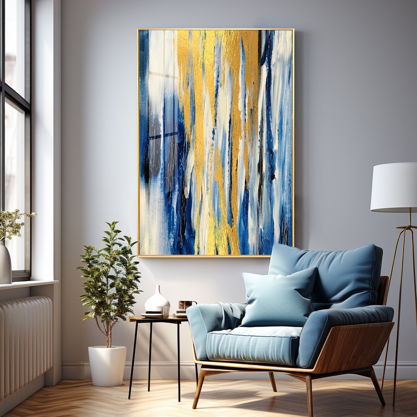 Radiant Blue Fusion Premium Acrylic Vertical Wall Art