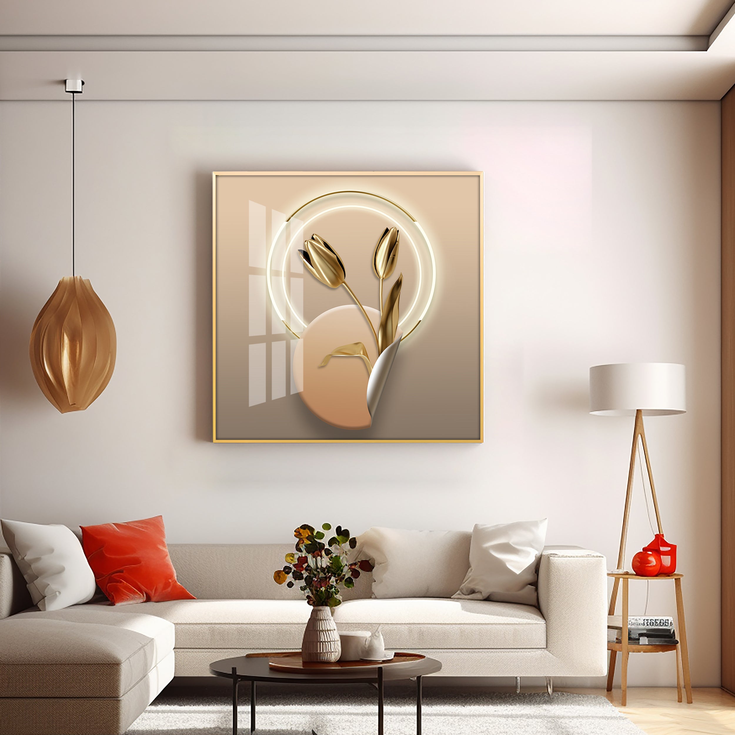 Leafy Luxe Vase Premium Acrylic Square Wall Art