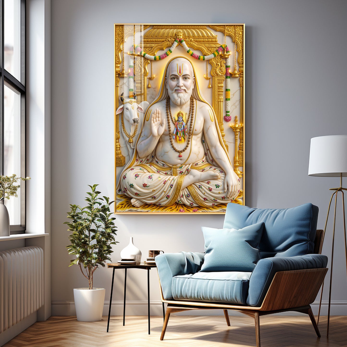Sri Guru Raghavendra Swamy Premium Acrylic Vertical Wall Art