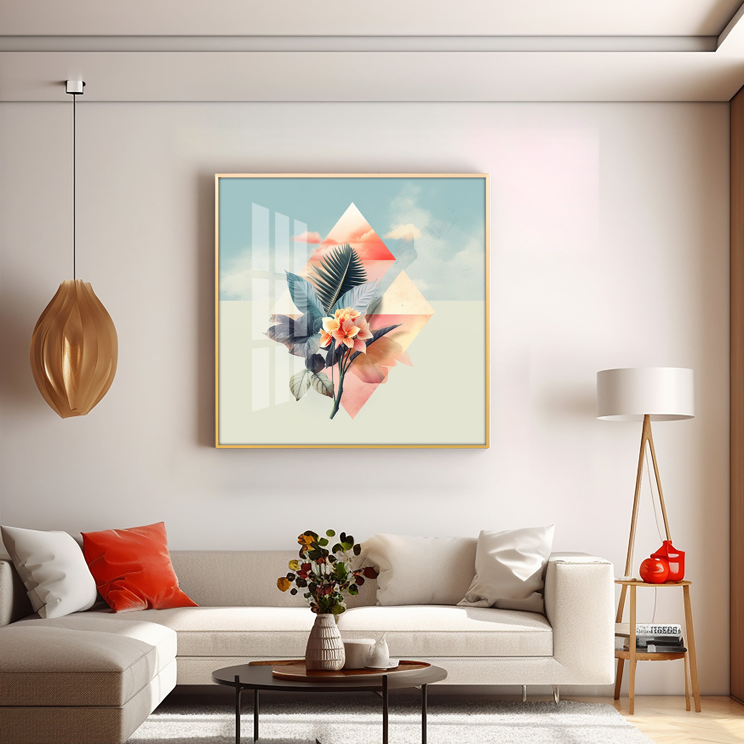 Beautiful Floral Composition Premium Acrylic Square Wall Art