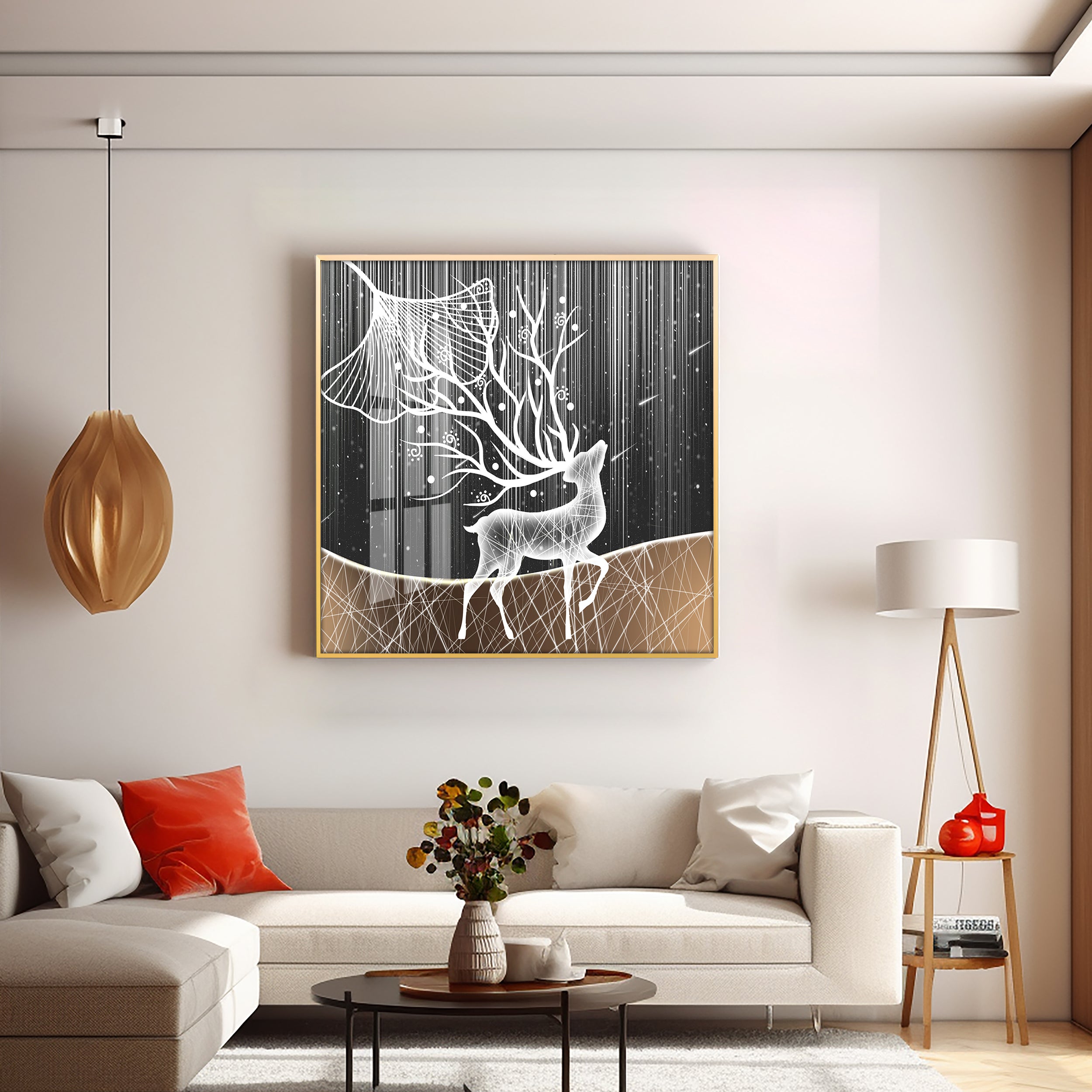 Beautiful Starry Meteor Deer Premium Acrylic Square Wall Art