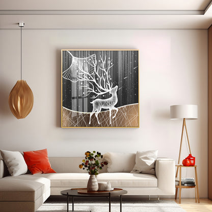 Beautiful Starry Meteor Deer Premium Acrylic Square Wall Art