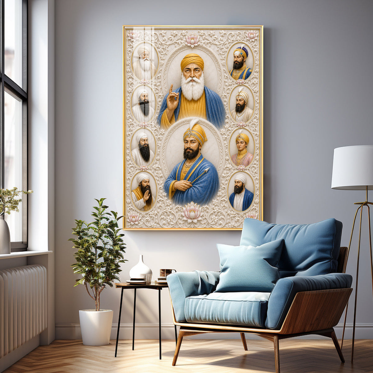 Divine 10 Gurus Premium Acrylic Vertical Wall Art