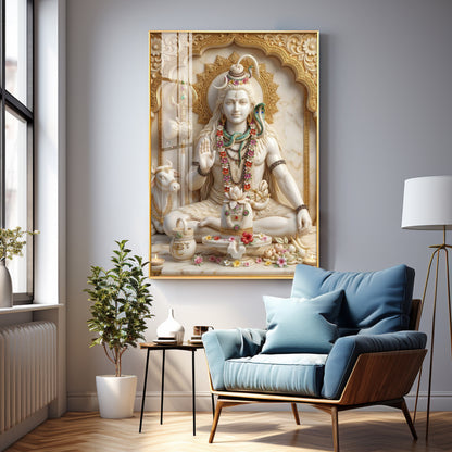 Adi Yogi Lord Shiva Premium Acrylic Vertical Wall Art
