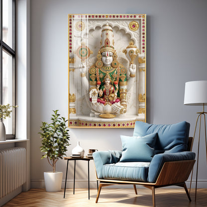 Shree Lakshmi Narayan Divine Premium Acrylic Vertical Wall Art