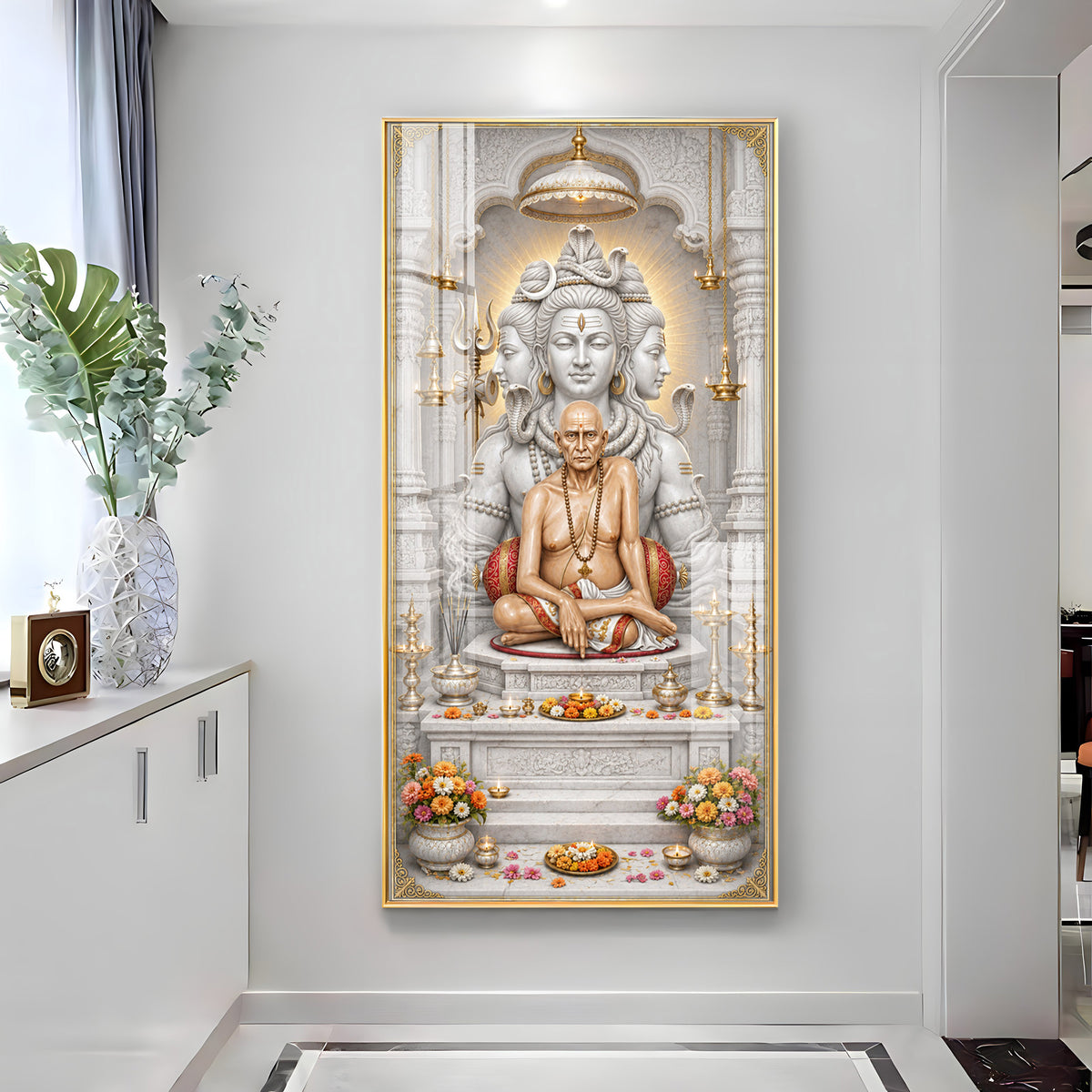 Swami Samarth With Mahadev Premium Acrylic Vertical Wall Art