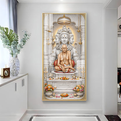Swami Samarth With Mahadev Premium Acrylic Vertical Wall Art