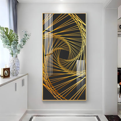 Abstract Golden Lines Design Premium Acrylic Vertical Wall Art