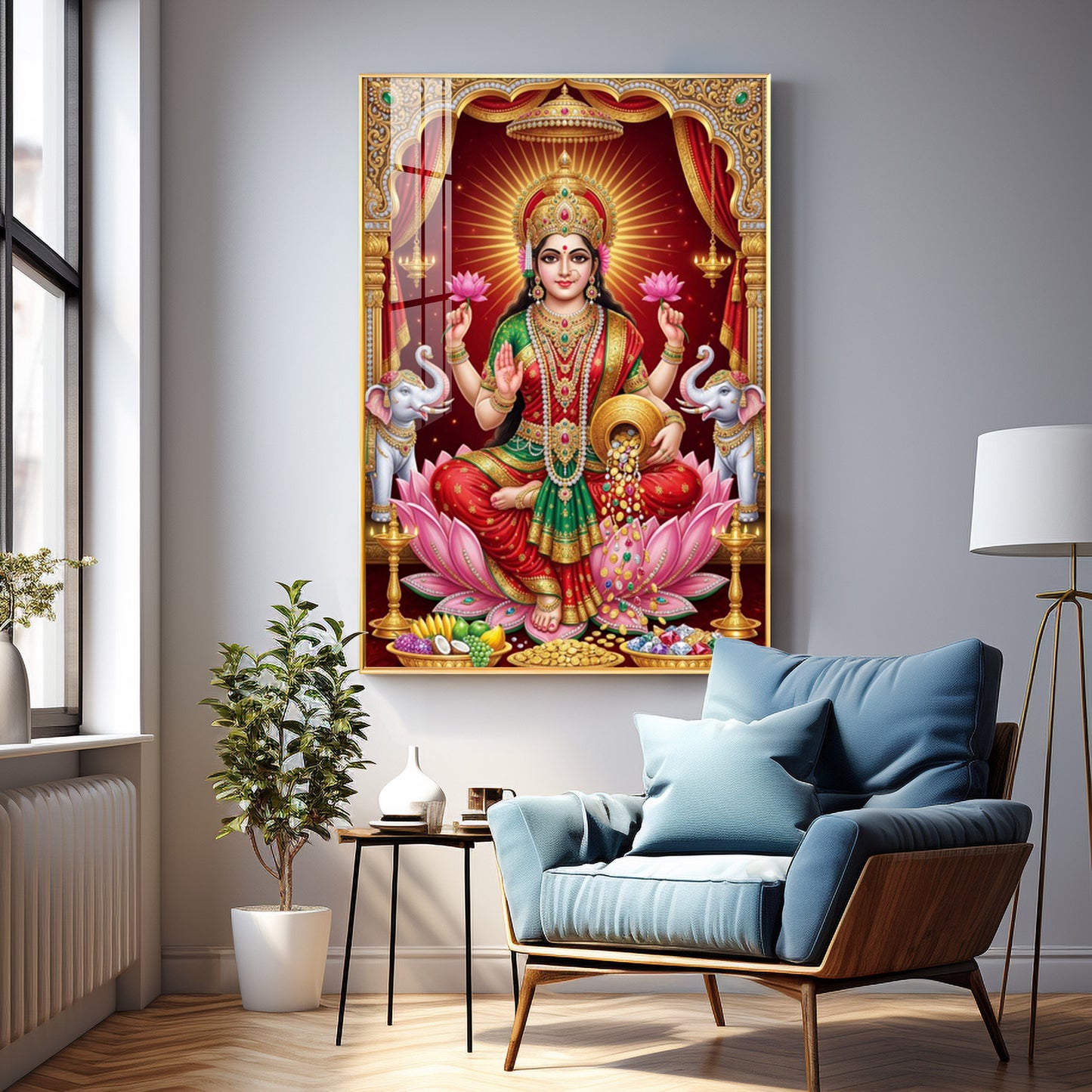 Devi Lakshmi Goddess Of Wealth Premium Acrylic Vertical Wall Art