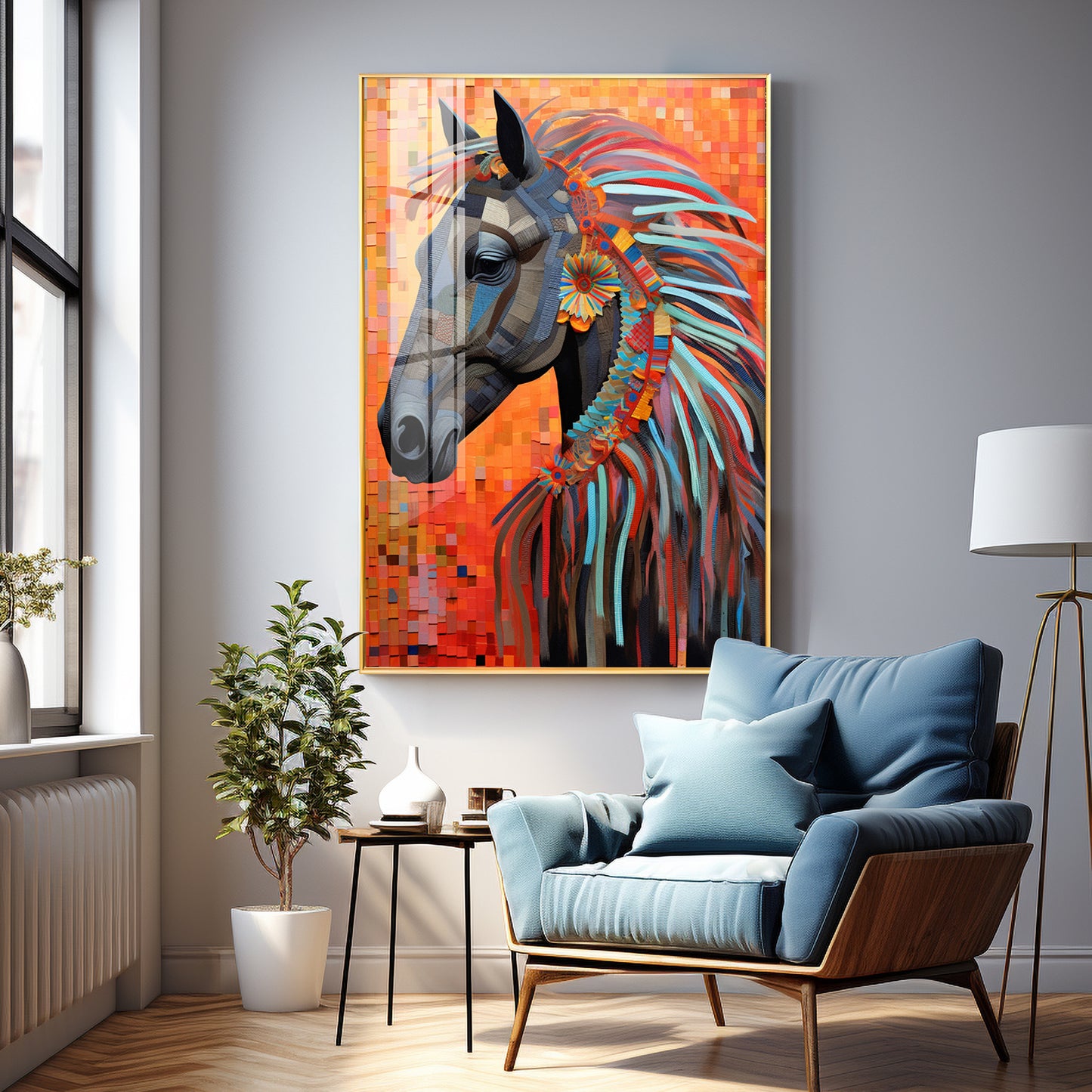 Multicolor Horse Premium Acrylic Vertical Wall Art