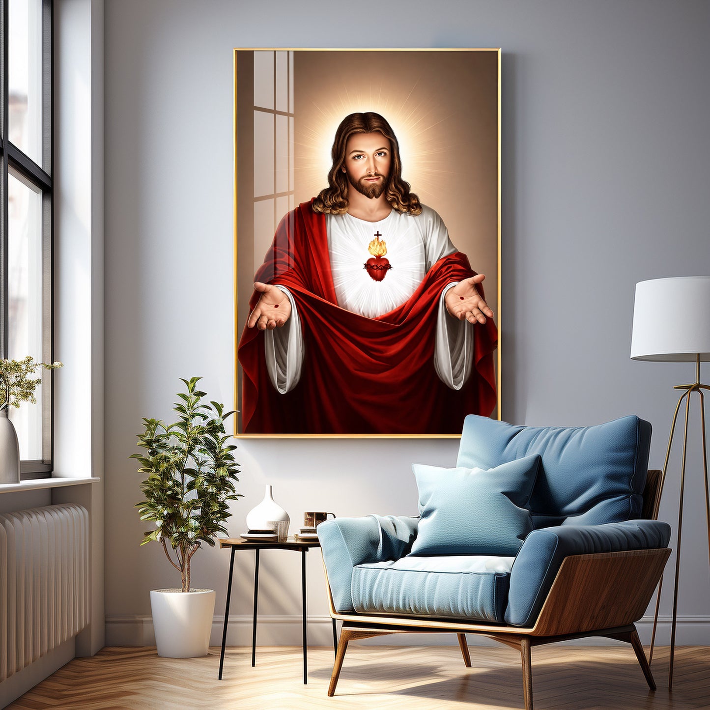 Jesus Christ With The Sacred Heart Premium Acrylic Vertical Wall Art