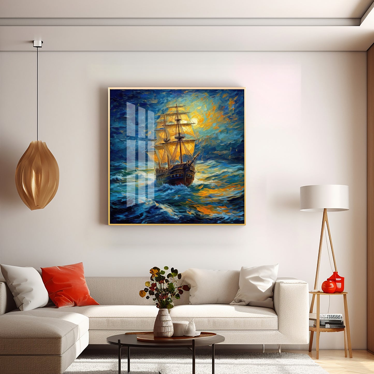 Vintage Sailing Ship Premium Acrylic Square Wall Art