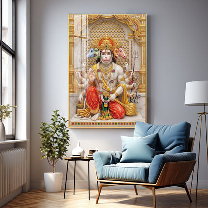 Eternal Blessings Of Bajarang Bali Premium Acrylic Vertical Wall Art