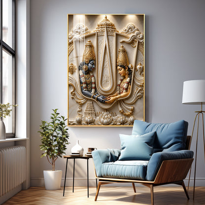 Lord Vishnu Shri Lakshmi Premium Acrylic Vertical Wall Art