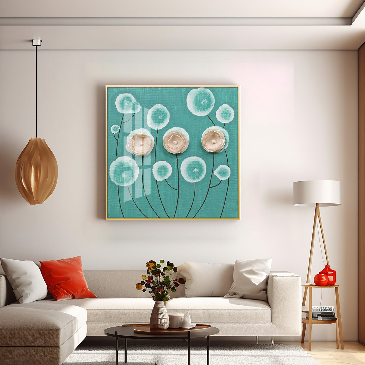 Poppy Flowers Premium Acrylic Square Wall Art