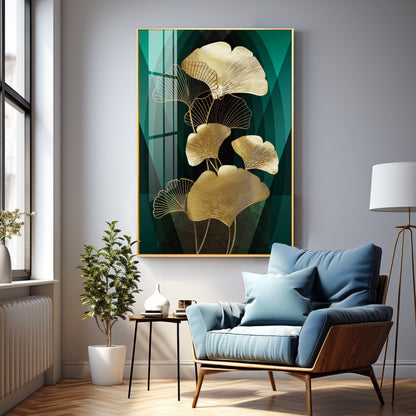 Gold Leaf Serenity Premium Acrylic Vertical Wall Art