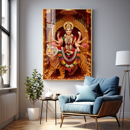Divine Maa Durga Premium Acrylic Vertical Wall Art