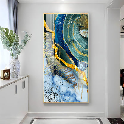 Blue & Green Waves Premium Acrylic Vertical Wall Art