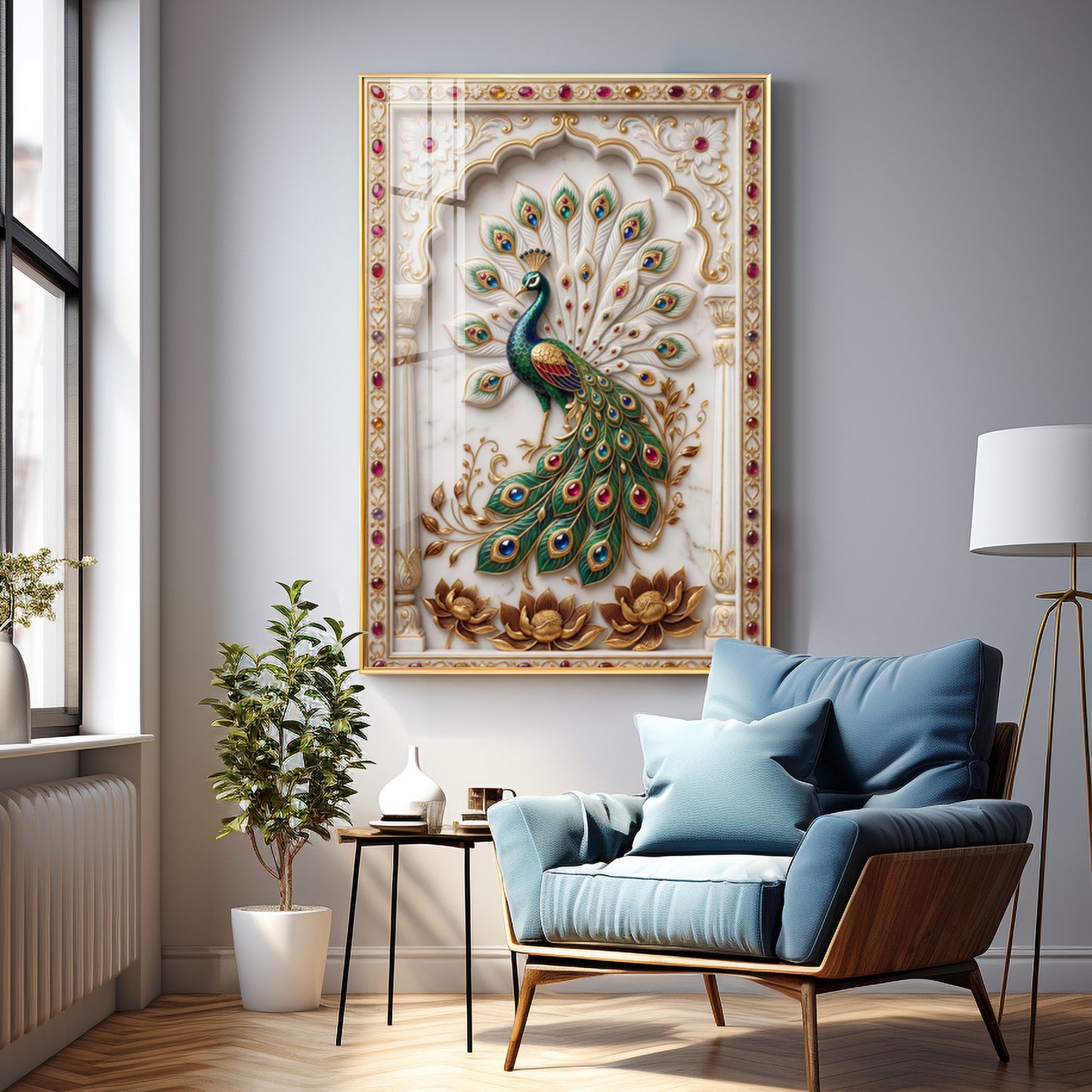 Beautiful Peacock Premium Acrylic Vertical Wall Art