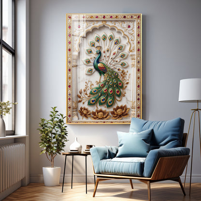 Beautiful Peacock Premium Acrylic Vertical Wall Art