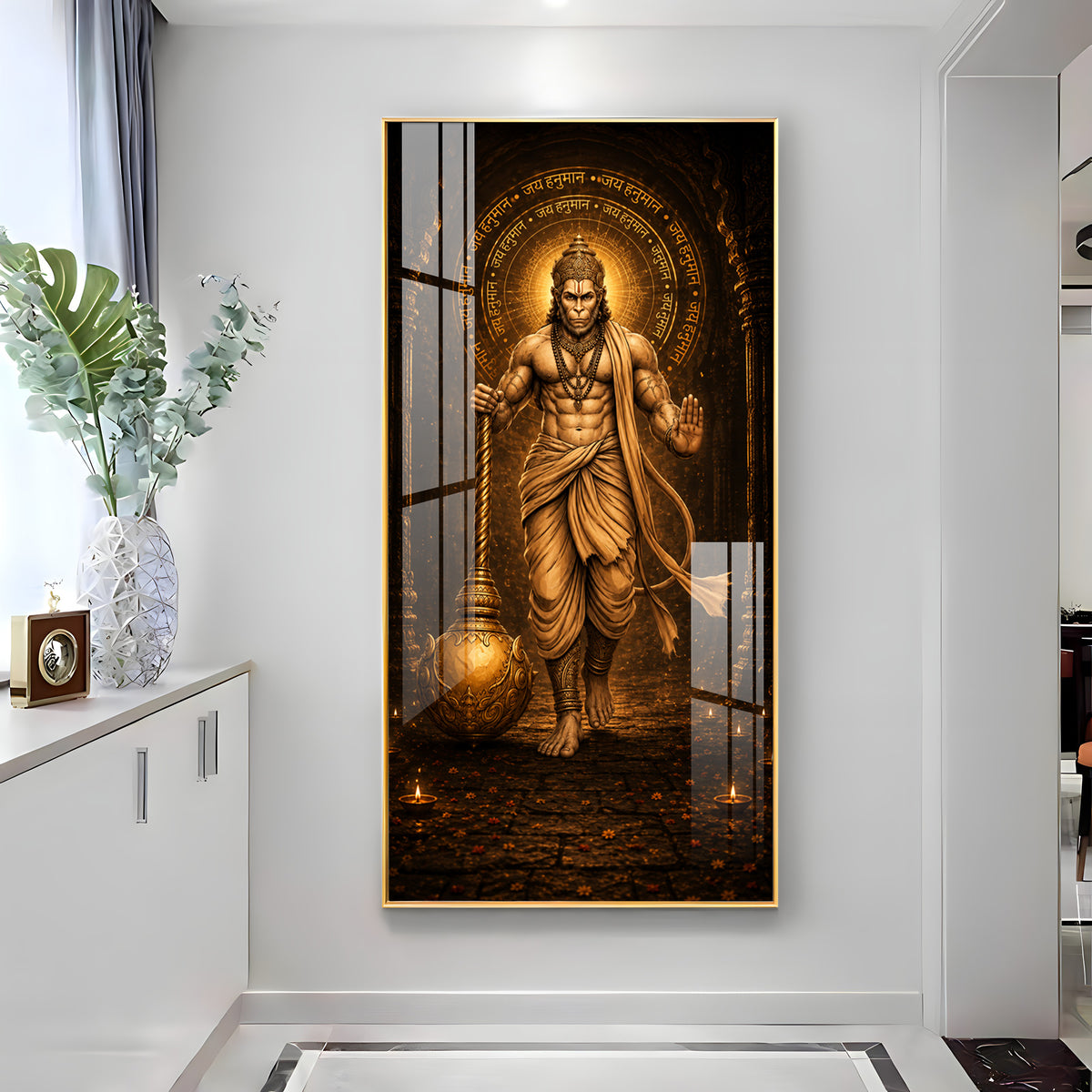 Spiritual God Hanuman Ji Premium Acrylic Vertical Wall Art