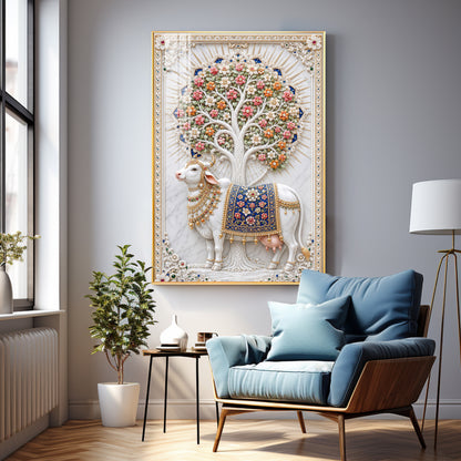 Holy Kamadhenu Premium Acrylic Vertical Wall Art