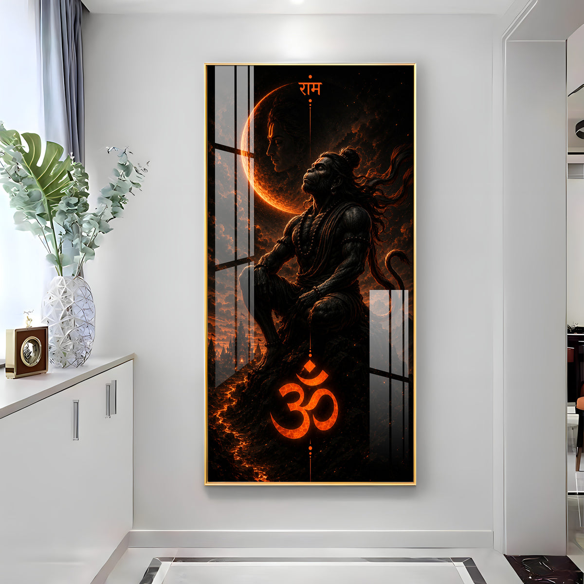 Meditating Lord Hanuman Premium Acrylic Vertical Wall Art