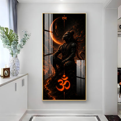Meditating Lord Hanuman Premium Acrylic Vertical Wall Art
