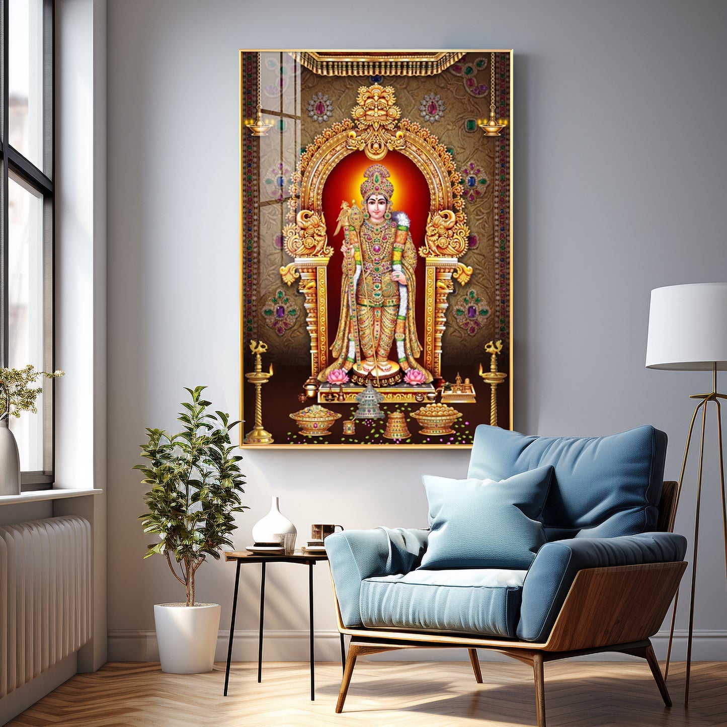 Depicts Lord Murugan Premium Acrylic Vertical Wall Art