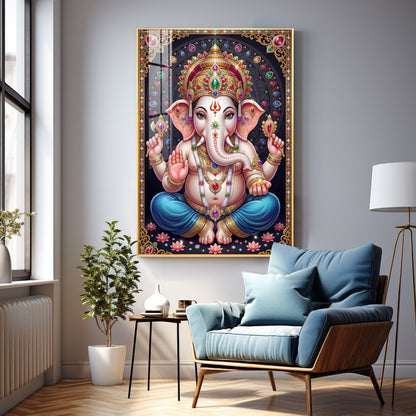 Lord Shri Ganesh Premium Acrylic Vertical Wall Art