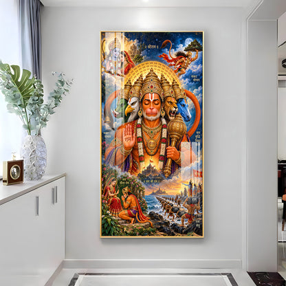 Divine Panchmukhi Hanuman Premium Acrylic Vertical Wall Art