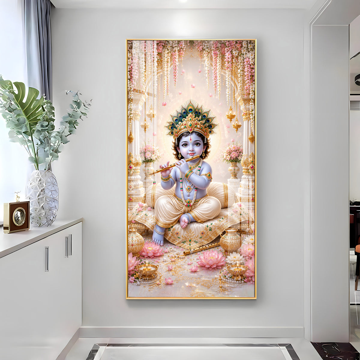Baal Krishna Premium Acrylic Vertical Wall Art