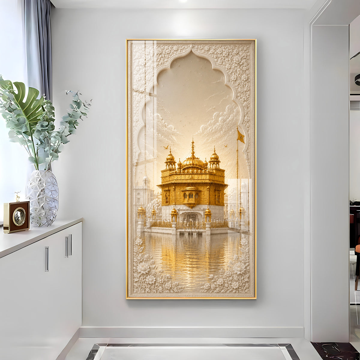 Divine Golden Temple Premium Acrylic Vertical Wall Art