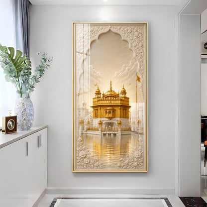 Divine Golden Temple Premium Acrylic Vertical Wall Art