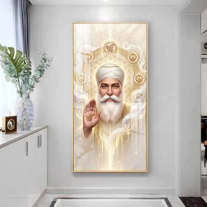 Guru Nanak Ji With Ik Onkar Premium Acrylic Vertical Wall Art