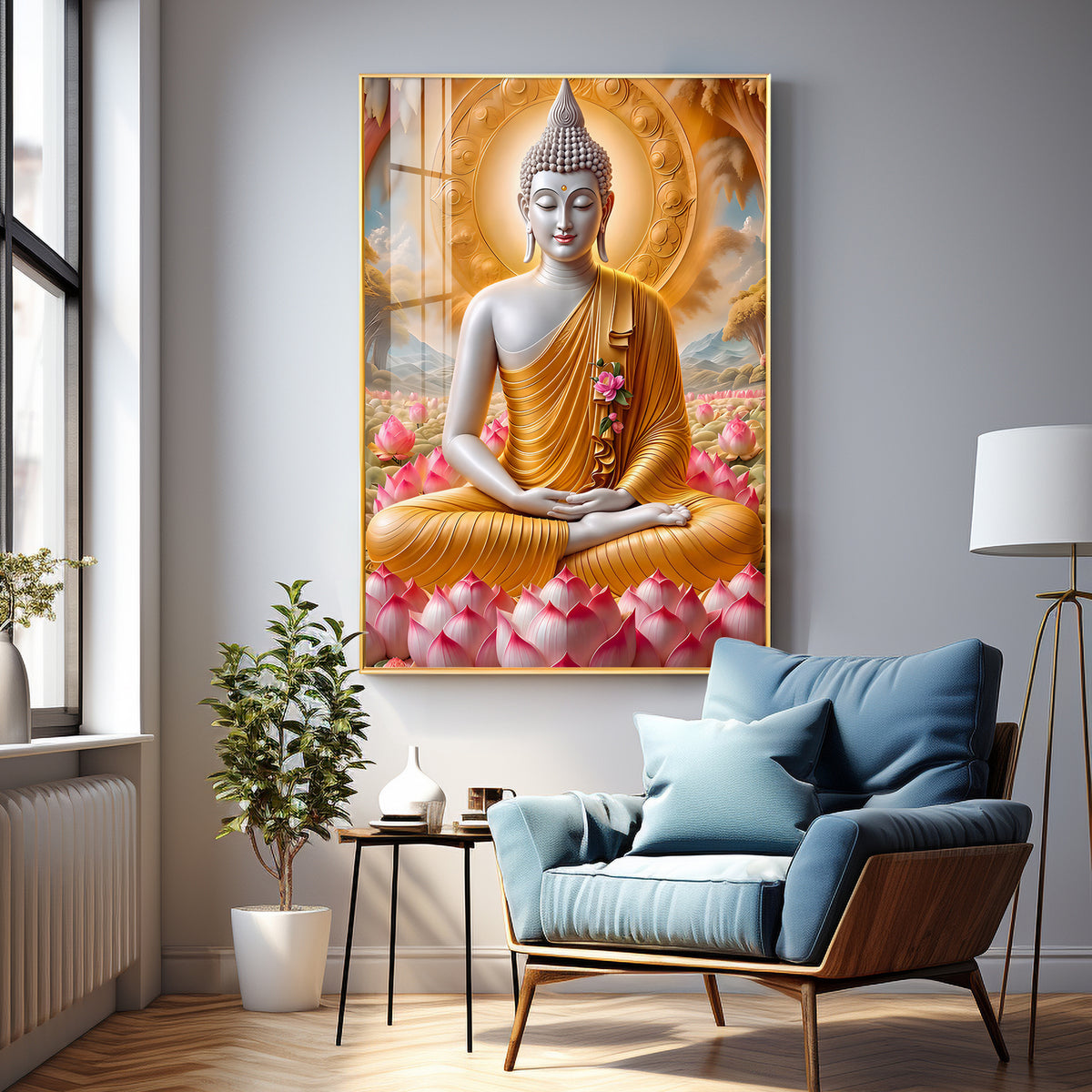 Tamatina Buddha Luxury Crystal Vertical Wall Art