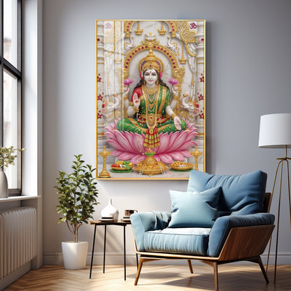 Peaceful Presence Of Maa Laxmi Premium Acrylic Vertical Wall Art
