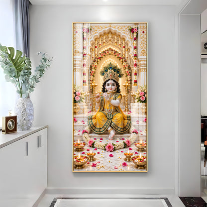 Baal Krishna In Yellow Poshak Premium Acrylic Vertical Wall Art