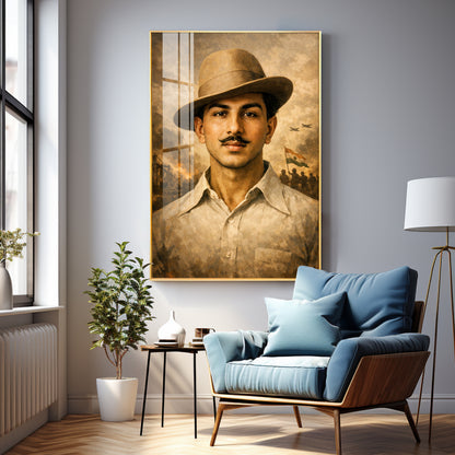 Shaheed Bhagat Singh Premium Acrylic Vertical Wall Art